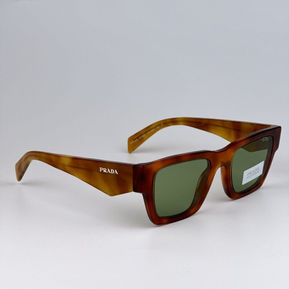 NEW Prada PRA06S 11P60C Cognac Tortoise Green Square Unisex Sunglasses PR A06S - Picture 5 of 10